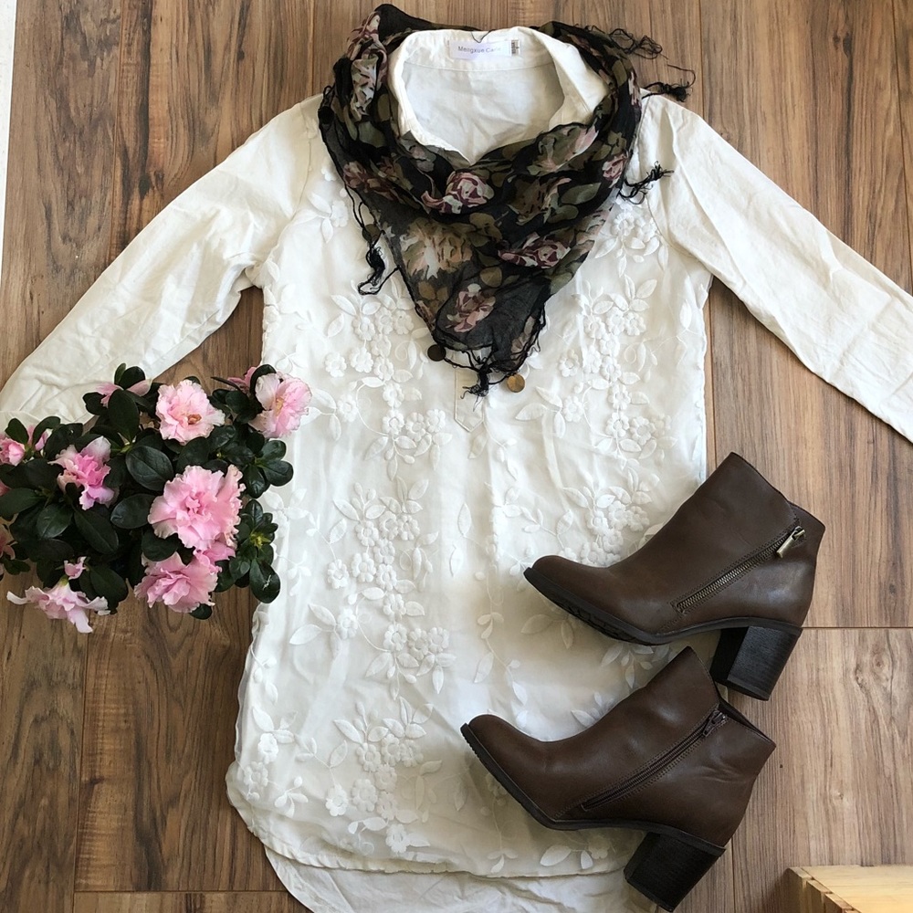 Mengxue Carle ivory embroidered dress